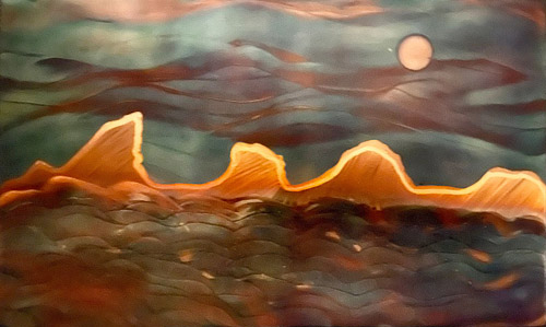 Serenity flame painting on copper wall art